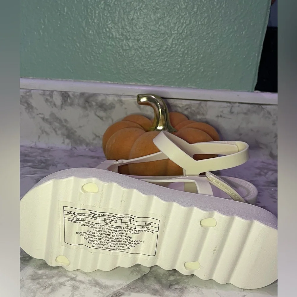 NWT PINK Victoria's Secret Light Cream Platform Sandals